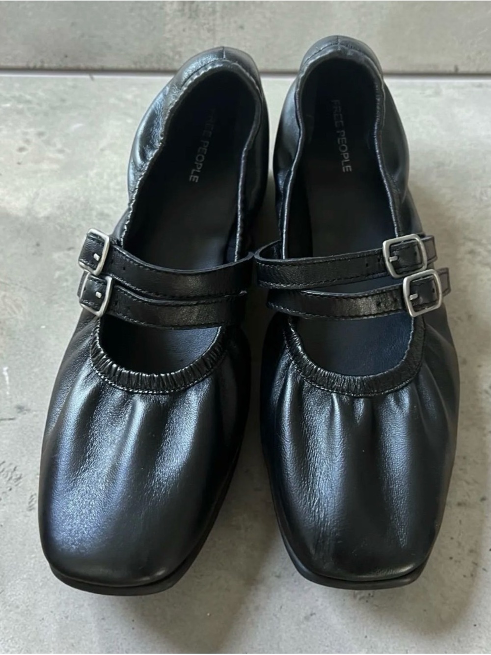Free People black leather ballerina flats size 8 - Picture 1 of 4